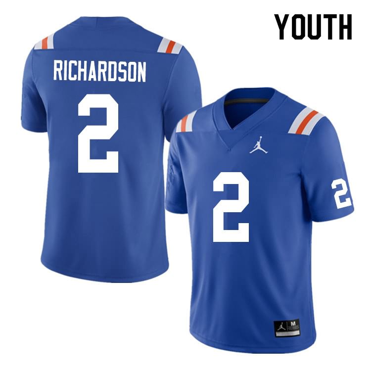 NCAA Florida Gators Anthony Richardson Youth #2 Nike Blue Throwback Stitched Authentic College Football Jersey MWG0164PV